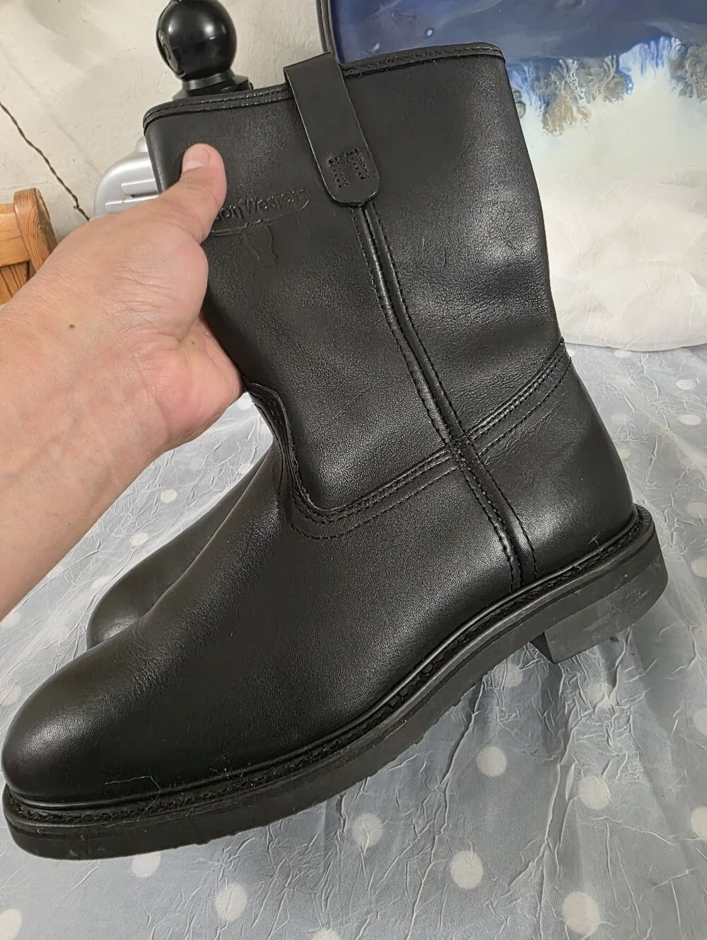 Mason Western Black Leather Boots Size 7E2